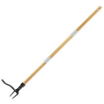 46 Inch Weed Puller Tool With Long Handle Bamboo Grip & 4 Claw Steel Head 3-Section Design For Stand Up Gardening Tool beige