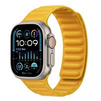 Silicone Strap for Apple Watch Ultra 3/2 49mm 11 10 9 8 7 45mm 41mm 42mm 46mm Band Magnatic Bracelet Wristband iWatch 6 SE Belt S11-10 46mm 44 45 49 geltona