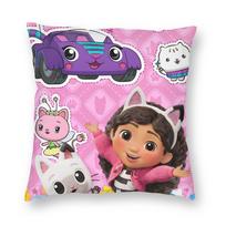 Gabbys Dollhouse Cartoon Pillowcase Double-Sided Printing Polyester Cushion Cover Gift Dj Catnip Pillow Case Cover Bed Square Peach skin 18*18(CM)-1Pcs pink