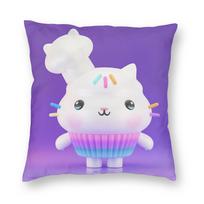 Gabbys Dollhouse Cartoon Pillowcase Double-Sided Printing Polyester Cushion Cover Gift Dj Catnip Pillow Case Cover Bed Square Peach skin 18*18(CM)-1Pcs purple