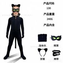 Helovino Juoda Katė Mergaitė Boružėlė Stebuklas Bodis Vaikams Cosplay Kostiumas L（130） black