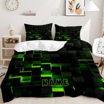Green Pixel Block Print Bedding Set with a Futuristic Feel Breathable and Soft for All Seasons Durable Machine Washable EU Single 135*200cm/53x79in 3pcs white