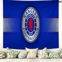 Rangers FC logotipas Sieninė gobelenas Estetiškas sieninis kabinamas Spausdinto audinio pledas Dekoratyviniai gobelenai miegamajam svetainei namų dekoravimui 150cm x 200cm blue