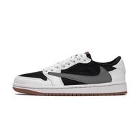 Jordan x Travis Scott Air Jordan 1 Cushioning Slip Resistant Low top Vintage Basketball Shoes Unisex White Gray DZ4137-700(Team-) 38.5 white