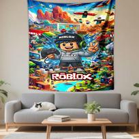 Colorful Roblox Gaming Adventure Artwork  Patterned Tapestry Decorative Wall Hanging, Home Bedroom Living Room Decor 100x150cm(39x59in)
