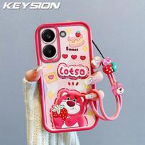 KEYSION Smūgiams atsparus dėklas Xiaomi POCO X8 Pro su dirželiu Minkštas silikonas Mielas 3D animacinis personažas Telefono galinis dangtelis POCO X8 Pro for POCO X8 Pro white