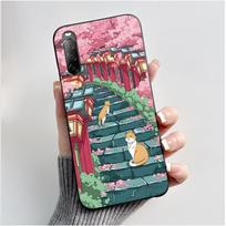 Dėklas Sony Xperia 10 II / 10 III telefonui Estetiškas Madingas Mielas Katė Astronautas Juodas Silikoninis Minkštas Atsparus Smūgiams Galinis Dangtelis Sony Xperia 10 III pink