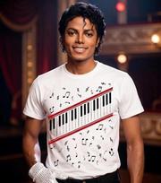 Michael Jackson „Beat It“ pianino klavišų marškinėliai, Popmuzikos karaliaus marškinėliai XXL brown