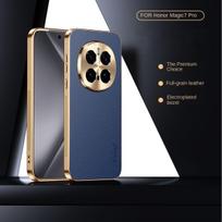For Honor Magic 7 7 Pro 6 6 Pro electroplated lychee texture full-coverage lens protective anti-fingerprint anti-drop phone case For Magic 7 mėlyna