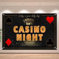 Kazino Nakties vakarėlio fonas - Las Vegasas Pokerio kauliukų tema foninis dekoras suaugusiųjų šeimos draugų susibūrimui žaidimui 59×39inch/150*100cm orange
