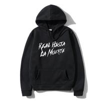Anuel AA Printed Hoodies Sweatshirt Coat Real Hasta La Muerte casual Tracksuit Costume Men Women Clothing Anime Pullover Hoodie S black