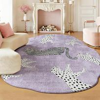 Netaisyklingos formos miegamojo dekoras Violetinis kilimas Purus minkštas studijų grindų kilimėlis Storas pliušinis kilimas Leopardų rašto kilimai svetainei 100x160cm
