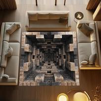 3D Tunnel Illusion Rug Optical Vortex Rug, Living Room Decor Optical Illusion Look Area Rug Rugs Illusion Rug 3D Rug Vortex Rugs 40X60cm black