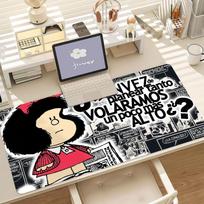 Cartoon Cute Mafalda Mouse Pad Anti Slip Rubber Edge Locked Thickened Laptop Gaming Desk Mat 800x300x2mm gray