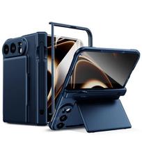 Naujas pilno korpuso sulankstomas dėklas telefonui iPhone, su dviguba vyrio apsauga, integruota ekrano apsauga, smūgiams atsparus korpusas, su stoveliu, kortelių laikikliu, rašiklio laikikliu mėlyna