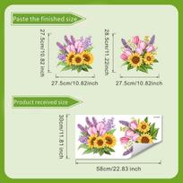 Sunflower, Tulip, Flower Bathroom and Toilet Decoration Stickers, Self-adhesive Waterproof Toilet Stickers 30*60cm white