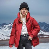 Winter Short Korean Version of Down Cotton-padded Jacket Women's Fashion Student Cotton-padded Jacket XXXL red