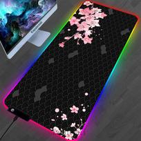 RGB LED Sakura Large Mouse Pad Locking Edge Gamer Mousepad Office Accessories For Desk Mat Non-slip Game Keyboard Pads 900x400mm 300x800x3mm