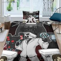 Skibidi Toilet Quilt Cover Game Arale Kids Bedding Set Boys Girls Duvet Cover Child Bedroom Bedclothes Pillowcase Birthday Gift EU Single 135*200cm/53x79in 3pcs gray