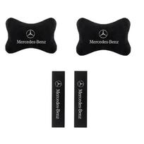Car Headrest Neck Pillow Seat Cover Shoulder Pads Cover for Mercedes Benz AMG W124 W221 W213 W212 Auto Decoration Accessories
