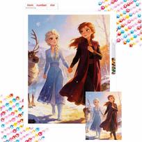 Disney Frozen Elsa Anna diamond painting full diamond art craft ornaments handmade living room decoration background Round 20x30cm gray