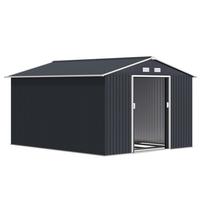Garden Shed 8.3 m² 277x322x192 cm with 2 Sliding Doors Reinforced Base (Floor NOT Included) Grey 277 x 322 x 192 cm