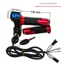Blue Screen Electric Scooter Throttle Grip with Voltage Display and Three-Speed Control black