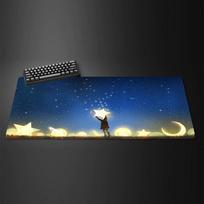 Starry night large mouse pad XXL Computer keyboard pads cute gamer soft office carpet table mat extended anti-slip desktop mats 30cmx80cm gray