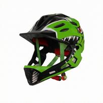 Children's riding helmet with contoured shell and full coverage. žalia