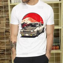 Initial D marškinėliai Unisex Retro skalbiami viršutiniai drabužiai T-shirtai Harajuku AE86 Driftas T-shirt Hip Hop Vyriški Fujiwara Tofu JDM Japoniški marškinėliai Marškiniai S beige