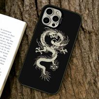 Šventojo drakono dėklas telefonui iPhone 17,16,15,14,13,12,11 Plus,Pro Max,XS, Spalvotas Sidabrinis Juodas Dangtelis iPhone13ProMax black