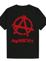 Vyriški juodi anarchistiniai simboliai marškinėliai Ryškus raudonas anarchizmo grafinis spaudas Laisvas kirpimas Apvalus kaklas Streetwear viršutinė dalis Punk/Gotikiniam stiliui 5XL įvairiaspalvis