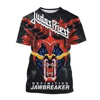Vyriški marškinėliai Juokingi Metaliniai Judas Priest Grupės 3D Spausdinimo T-shirt Hip Hop Trend Harajuku Streetwear Laisvalaikio Apvalia Kaklo Trumpomis Rankovėmis Viršutiniai Drabužiai 5XL brown