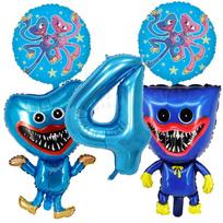 Žaidimo Huggy Wuggy Skaičių Balionai Dekoracija Poppy Playtime Gimtadienio Šventė Balionų Rinkinys Kūdikio Maudynių Animacinis Apvalus Folijos Balionas blue