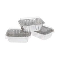 10 vnt. vienkartinės stačiakampės aliuminio folijos kepimo formelės su dangteliais pyragams, keksiukams, duonai, maisto laikymui, išsinešimui 10Pcs white