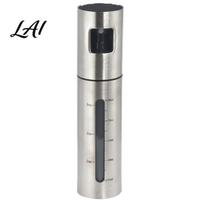 Healthy Cooking Accessory Stainless Steel Oil Spray Bottle with Scale Mark 100ml Press Type Atomized Sprayer for Dispenser Kitchen BBQ Baking, B gray