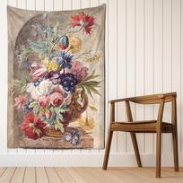 Natiurmortas Gėlės Aliejinė tapyba Gobelenas Pakabinamas ant sienos Retro stiliaus Bohemiškas Hipis Tapiz Menas Namų dekoras 150X180CM gray
