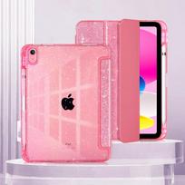 For iPad A16 Case 11 10th Gen With Pencil Holder Funda for iPad Air 11 M3 M2 Smart Cover for iPad Air 4 5 Glittering Shell iPad Air 4 Air 5 pink