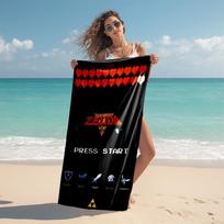 proof beach towel with Z-Zelda Legends pattern - soft,absorbent,quick-drying,machine washable - perfect for swimming,camping,bathing 70cmx140cm(27x55inch) brown