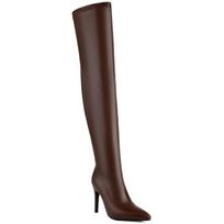 Madingi Elastingi Moteriški Seksualūs Ilgi Batai Virš Kelio Moteriški Žieminiai Batai Juodi Auksiniais Kulnais Šventiniai Batai Didelio Dydžio 39 ruda