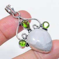 Natural Moonstone, Peridot 925 Sterling Silver Jewelry Pendant 2.17  B8z11 gray