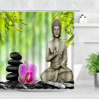 Indijos Meditacijos Buda Dušo Užuolaidų Rinkinys 3D Zen Retro Stiliaus Modernus Namų Dekoras Vonios Kambarys Poliesterio Audinys Vonia Vonia Užuolaida W108H214(CM)-1 Pcs