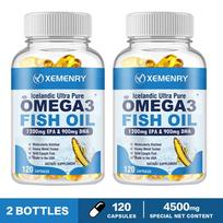XEMENRY - Omega-3 Fish Oil Dietary Supplement Capsules - Heart, Brain, Eye, and Joint Health 120*2