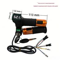 Electric Scooter Throttle Grip with White Screen Lock & Voltage Display black