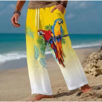 Men's 3D Parrot Printed Baggy Casual Trousers,  Elastic Drawstring Waist with Pockets, for Spring Summer Home Outdoor Vacation 4XL geltona