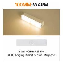 LED naktinis apšvietimas 10/20/30/50cm judesio jutiklis USB įkraunamas itin plonas belaidis spinta virtuvės spintelė naktinis šviestuvas 100mm šilta balta spalva