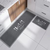 Virtuvės grindų kilimėlis PVC vandeniui atsparus kilimas Neslystantys pėdų kilimėliai Odiniai aliejui atsparūs kilimai Ilgas kilimas Juodas languotas Namų dekoravimo kilimai 50x80cm gray