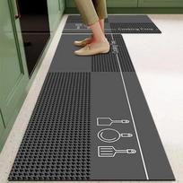 Virtuvės grindų kilimėlis PVC vandeniui atsparus kilimas Neslystantys pėdų kilimėliai Odiniai aliejui atsparūs kilimai Ilgas kilimas Juodas languotas Namų dekoravimo kilimai 40x120cm