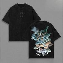 Digimon Adventure Omegamon T-shirt Anime Y2k Vintage Washed Oversized Tshirt Men's Clothing Short Sleeve Cotton Tops 3XL gray