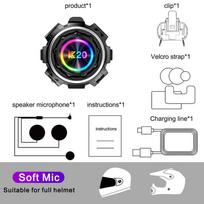 800M Motorcycle Intercom Helmet Headset With Bluetooth 6.0 Handsfree IP65 Waterproof Music Sharing For 2 Riders Headphones for Full Face Helmet black